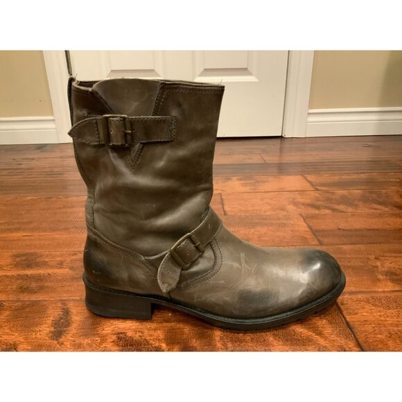 John Varvatos Collection Men's Brown Engineer Moto Buckle Boots, Size 13 - Picture 1 of 11